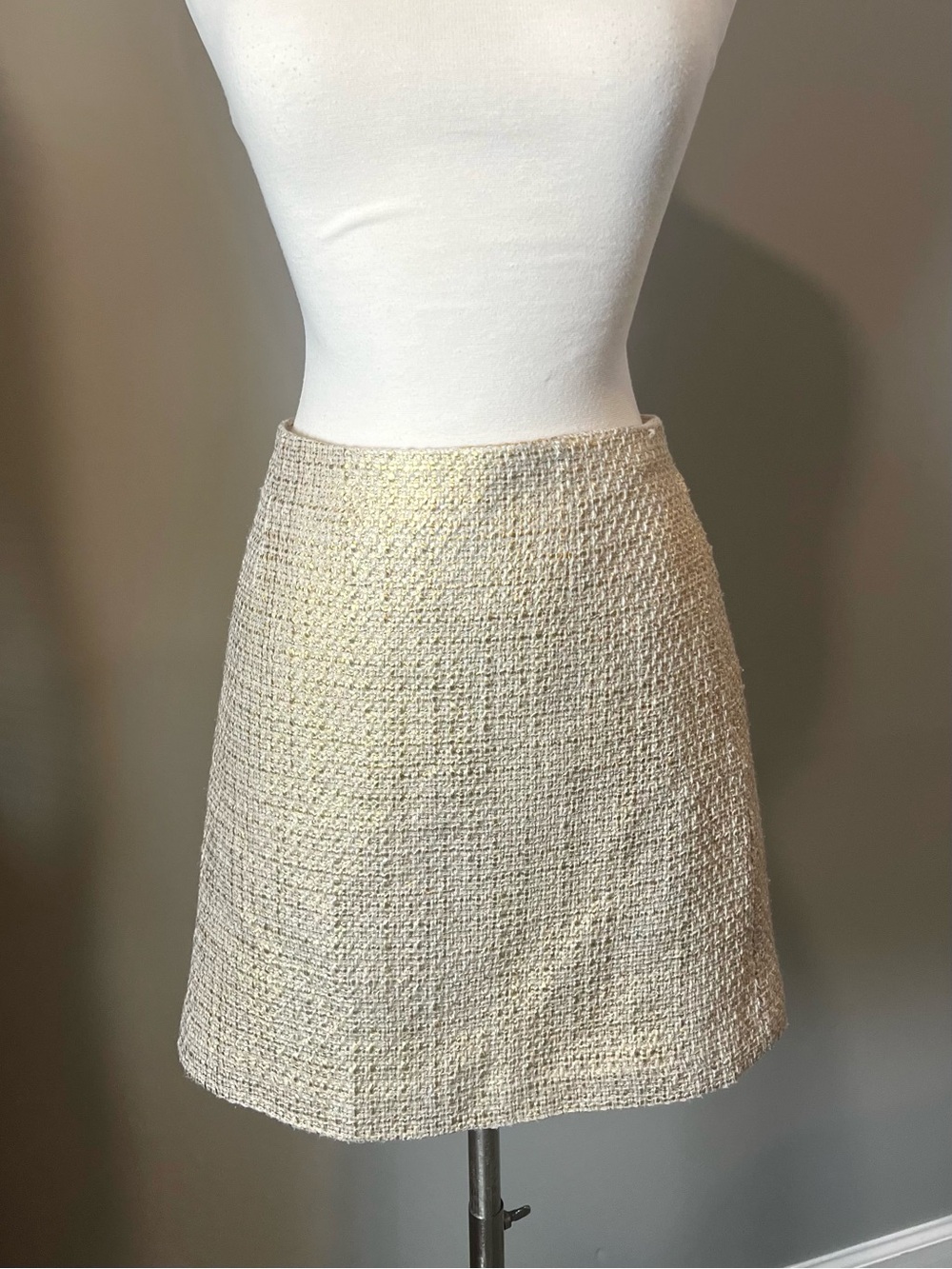 Abs Platinum Cream Tweed Mini Skirt